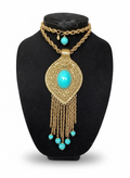 1970 Cadoro Etruscan Revival Turquois Pendant Necklace