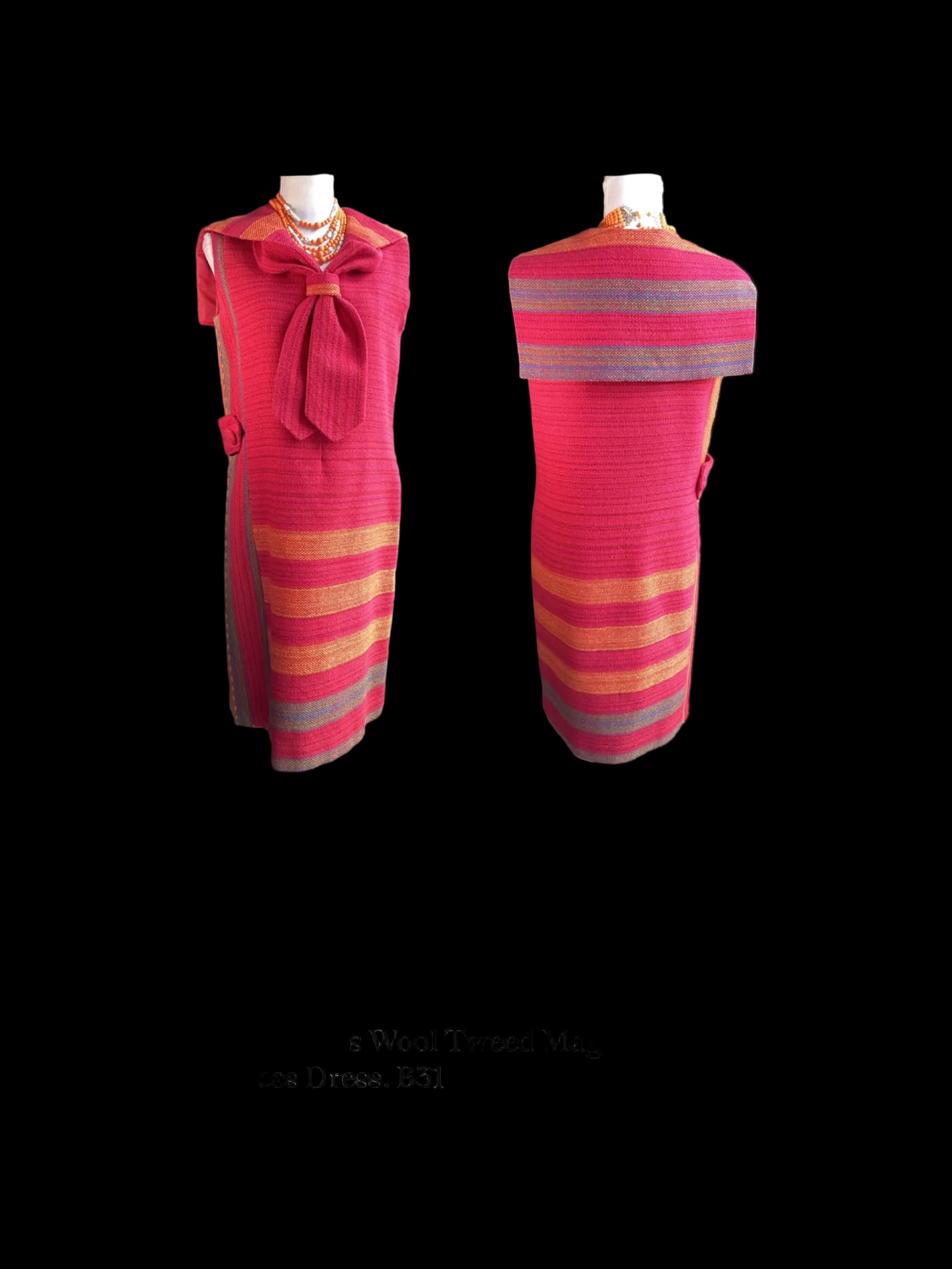 1960's Wool Tweed Magenta
Sleeveless Dress
