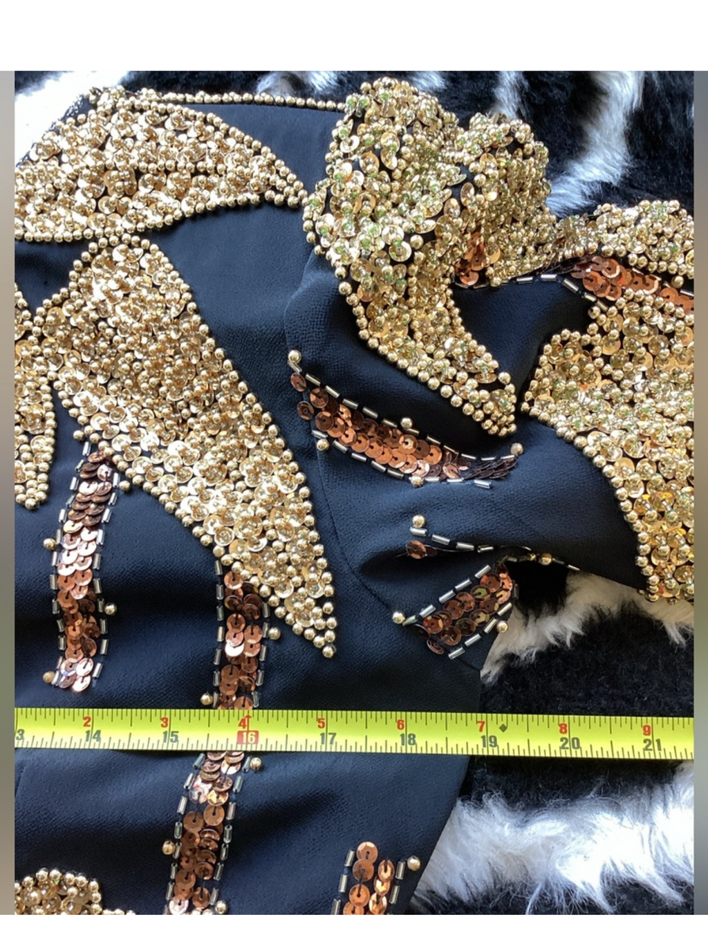 Vintage 1980’s Black & Gold Beaded Bamboo Design Cocktail Dress
