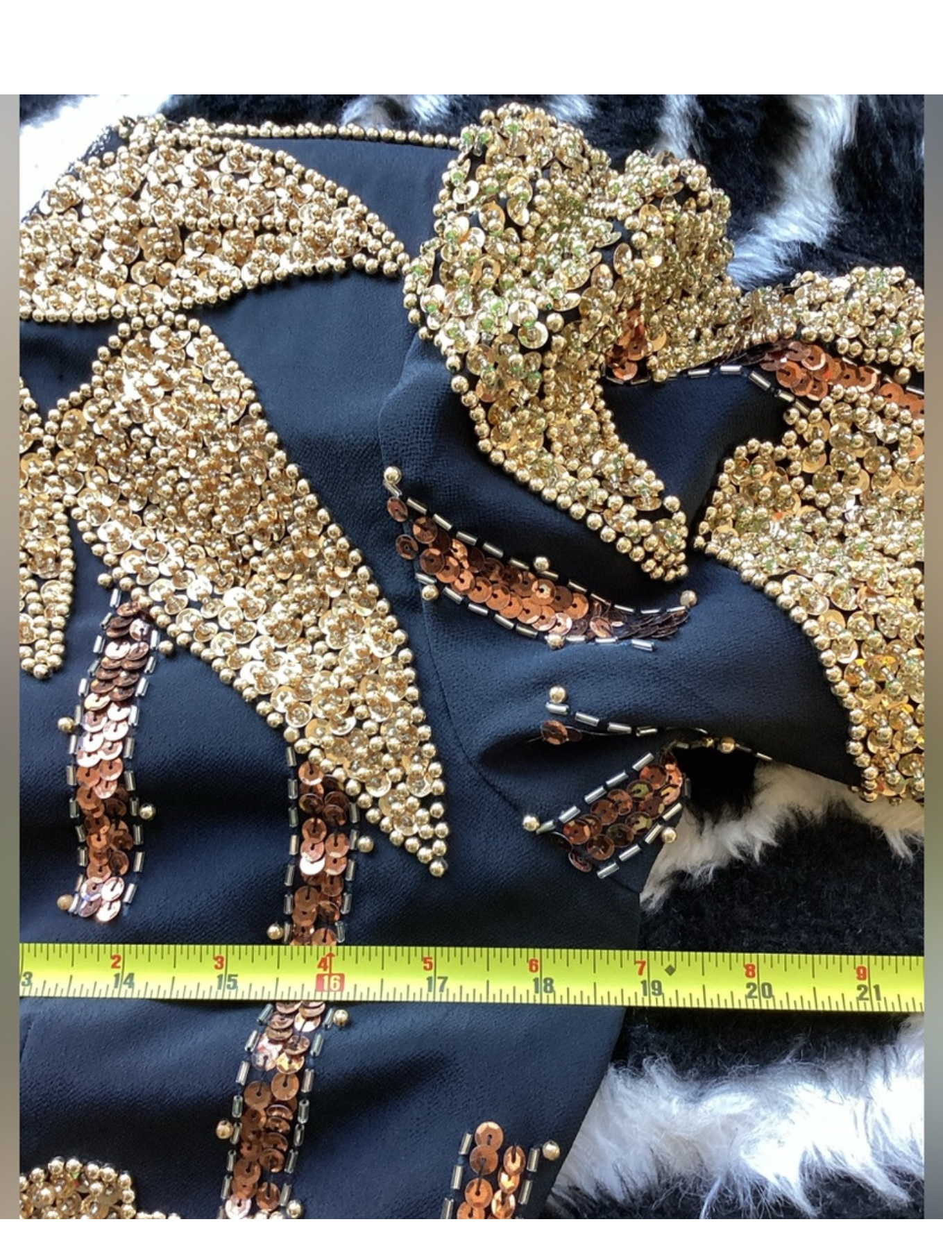 Vintage 1980’s Black & Gold Beaded Bamboo Design Cocktail Dress
