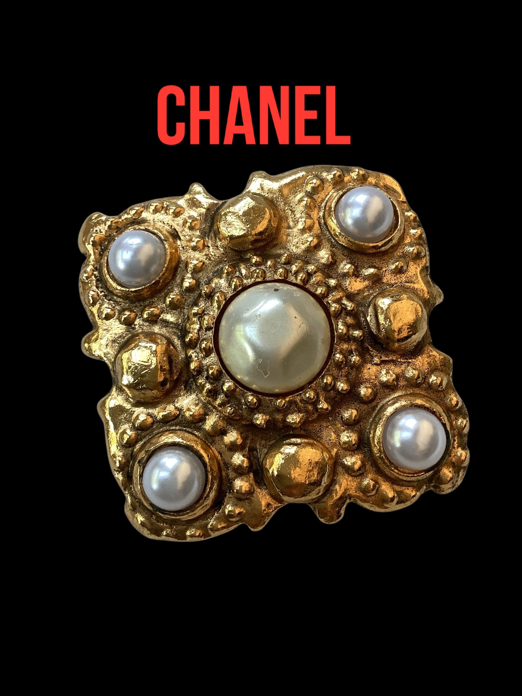 CHANEL 1984 Season 23 Pearl/Gold Cross Brooch