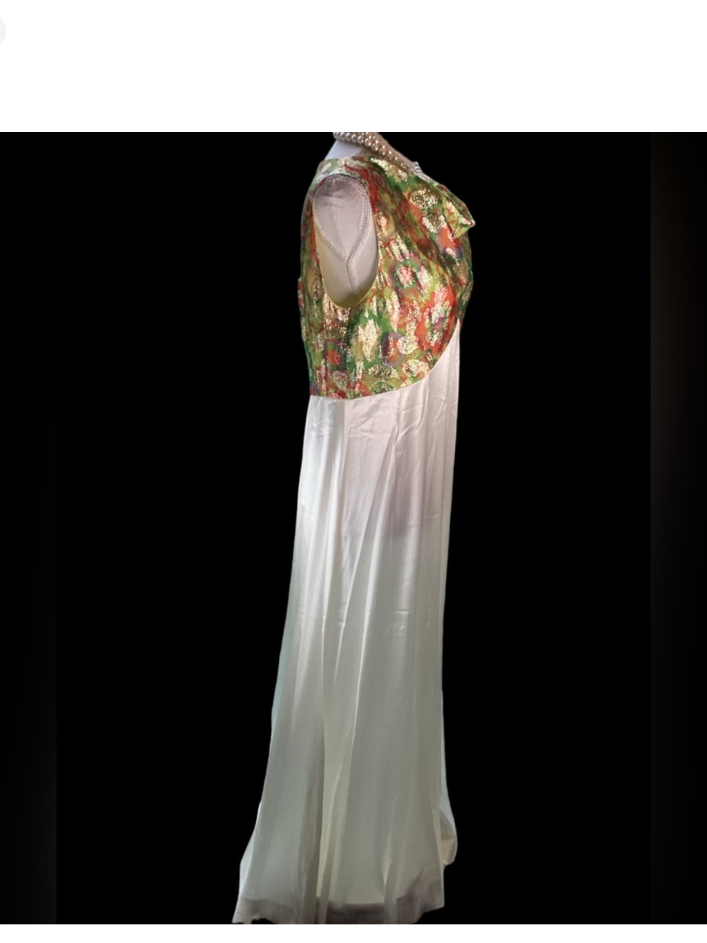 Mid-Century Metallic Draped Neck Hostess Gown/Evening Gown