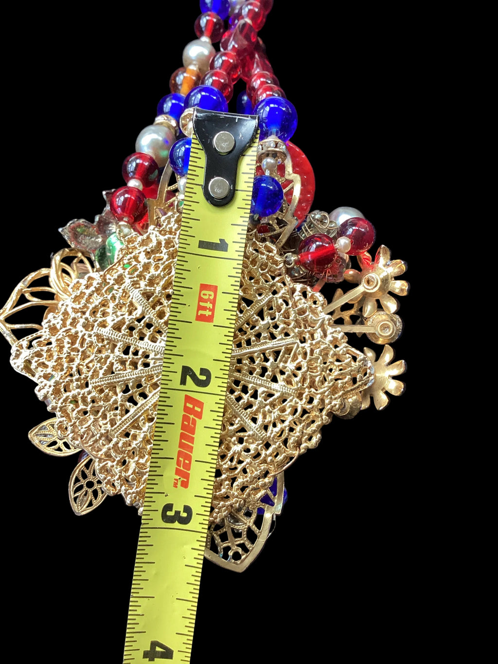 Vintage Mid-Century Beaded Cluster Statement Necklace & Brooch
