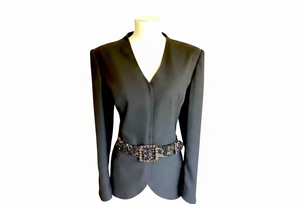 1980’s John Meyer of Norwich Black Party
Jacket with Beaded Belt