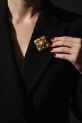 CHANEL 1984 Season 23 Pearl/Gold Cross Brooch