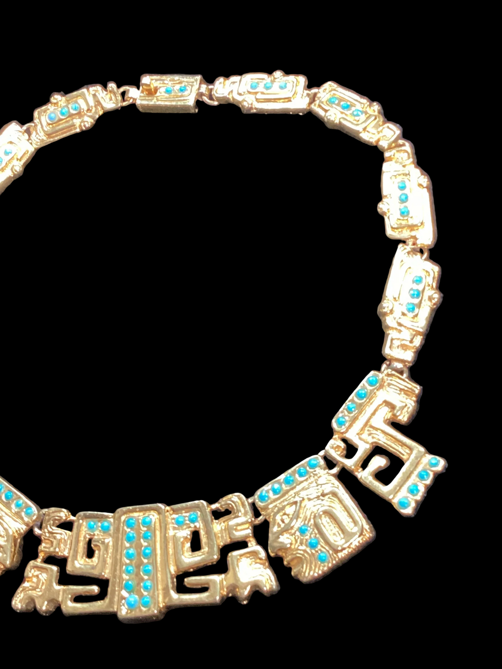 1960 Salvador Teran Gold & Turquoise Collar Necklace