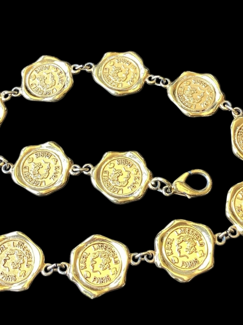 Vintage Karl Lagerfeld Wax Seal Coin
Reversible Necklace