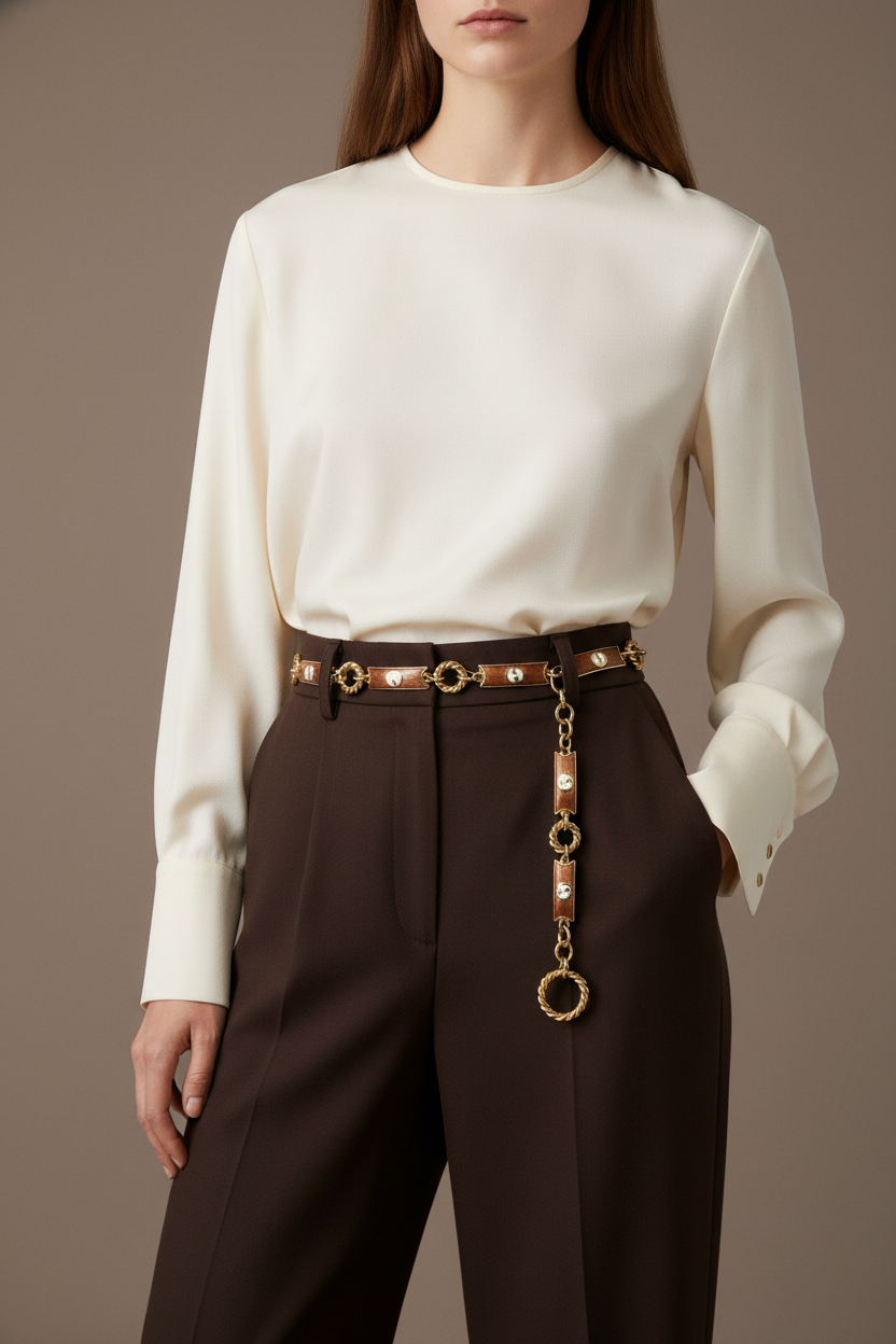 Vintage 1970s Gucci Enamel Chain Link Necklace/Belt Gold Tone Bronze Interlocking
GG Logo