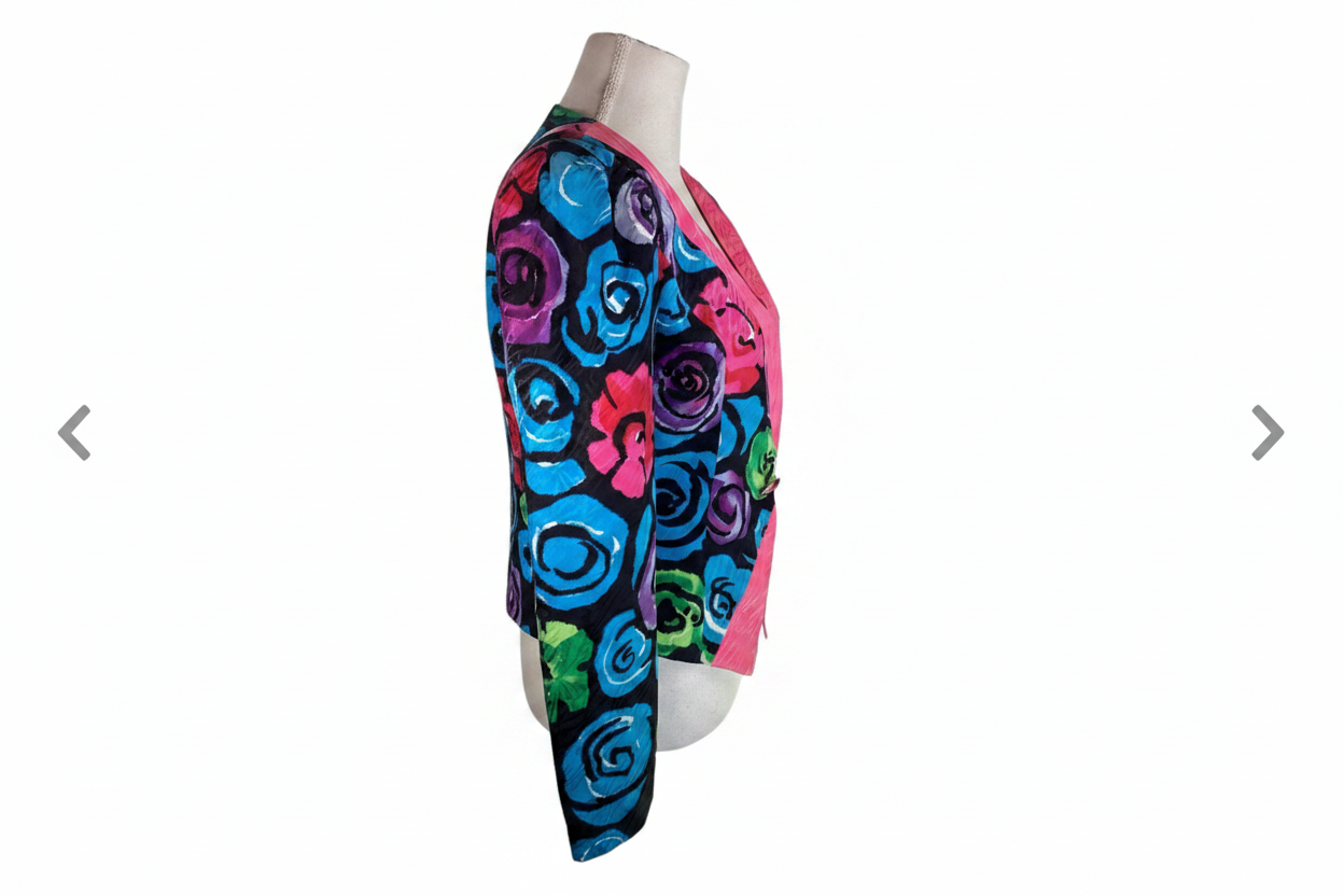 1980's Silk Abstract Floral Blazer
