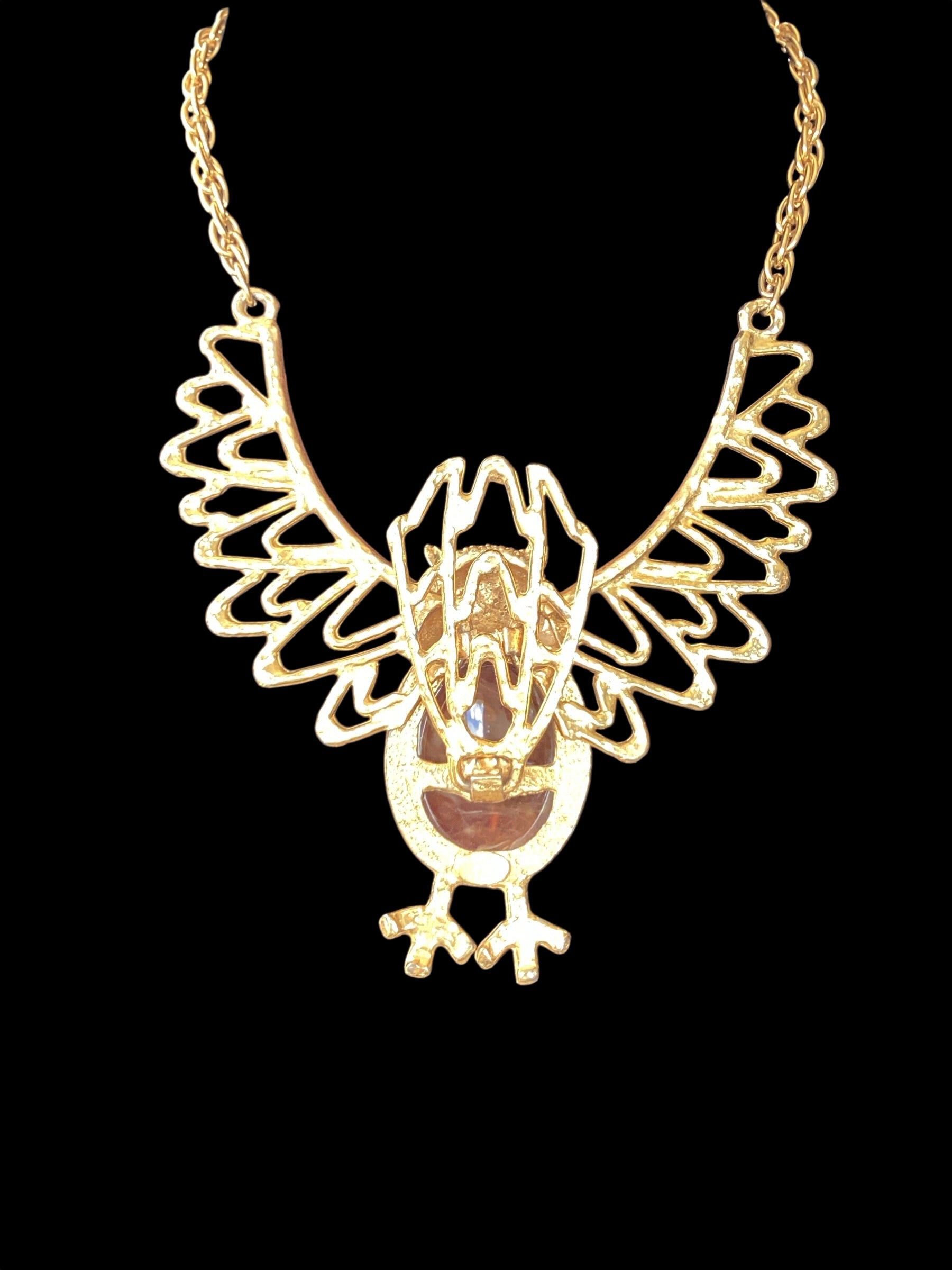 1960 Kenneth Lane Articulated Owl Necklace