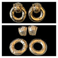 Vintage 1980’s Sonia Rykiel Paris Convertible Door Knocker Clip Earrings Hammered Gold