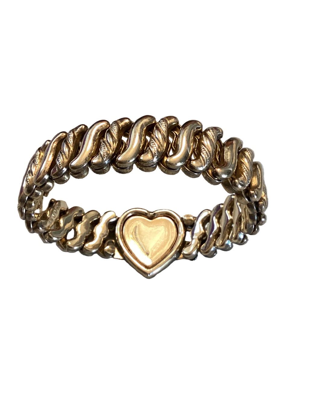 WW1 Era
Antique D.F.Briggs Co. Carmen Sweetheart Expansion Bracelet Gold Filled Double Heart Circa 1903-1922
