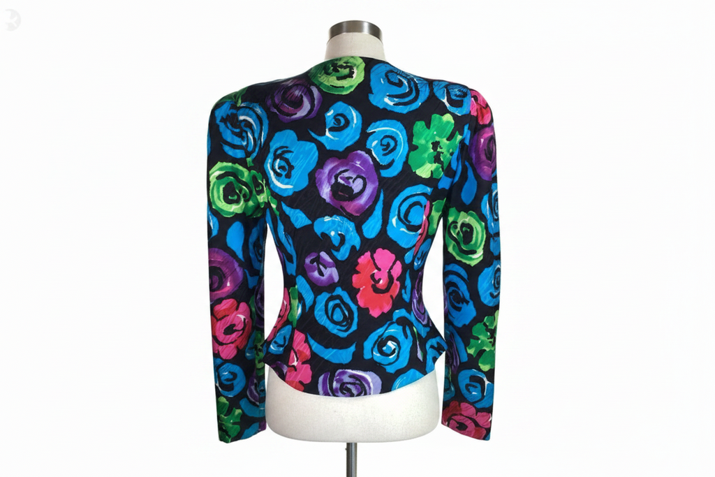 1980's Silk Abstract Floral Blazer