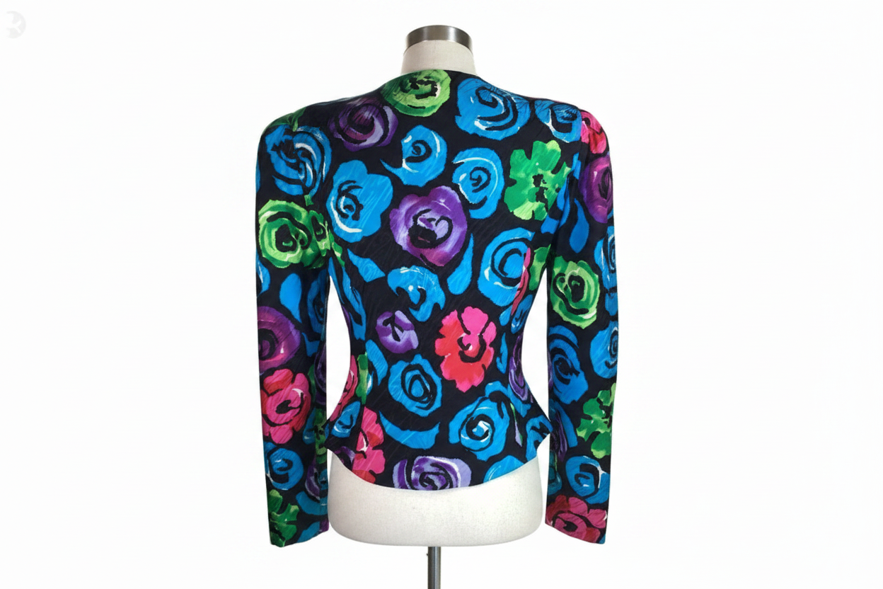 1980's Silk Abstract Floral Blazer