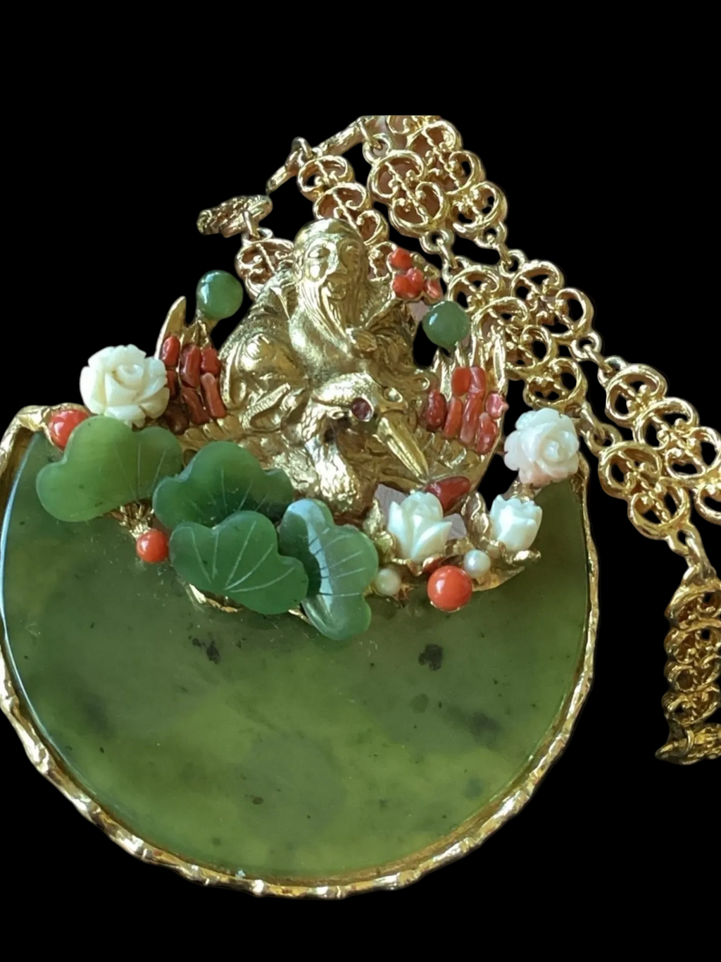 RARE 1960's Swoboda Buddha Jade
Pendant Necklace