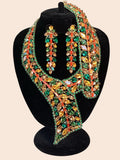 RARE Schreiner NY Emerald, Topaz,Asymmetric Ruffle Necklace,Bracelet,
Earring Demi Parure