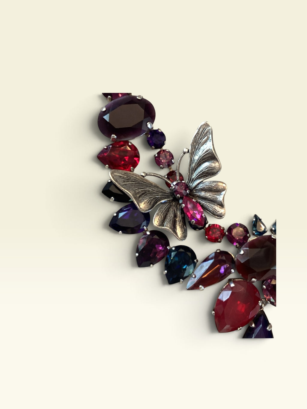 Signed Philippe Ferrandis Paris, Couture Jewel Tone Butterfly Necklace & Earrings Set