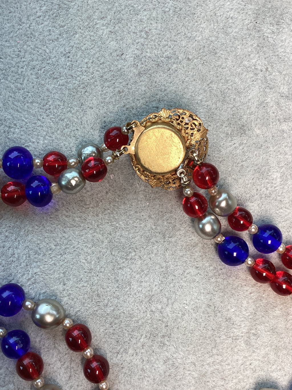 Vintage Mid-Century Beaded Cluster Statement Necklace & Brooch