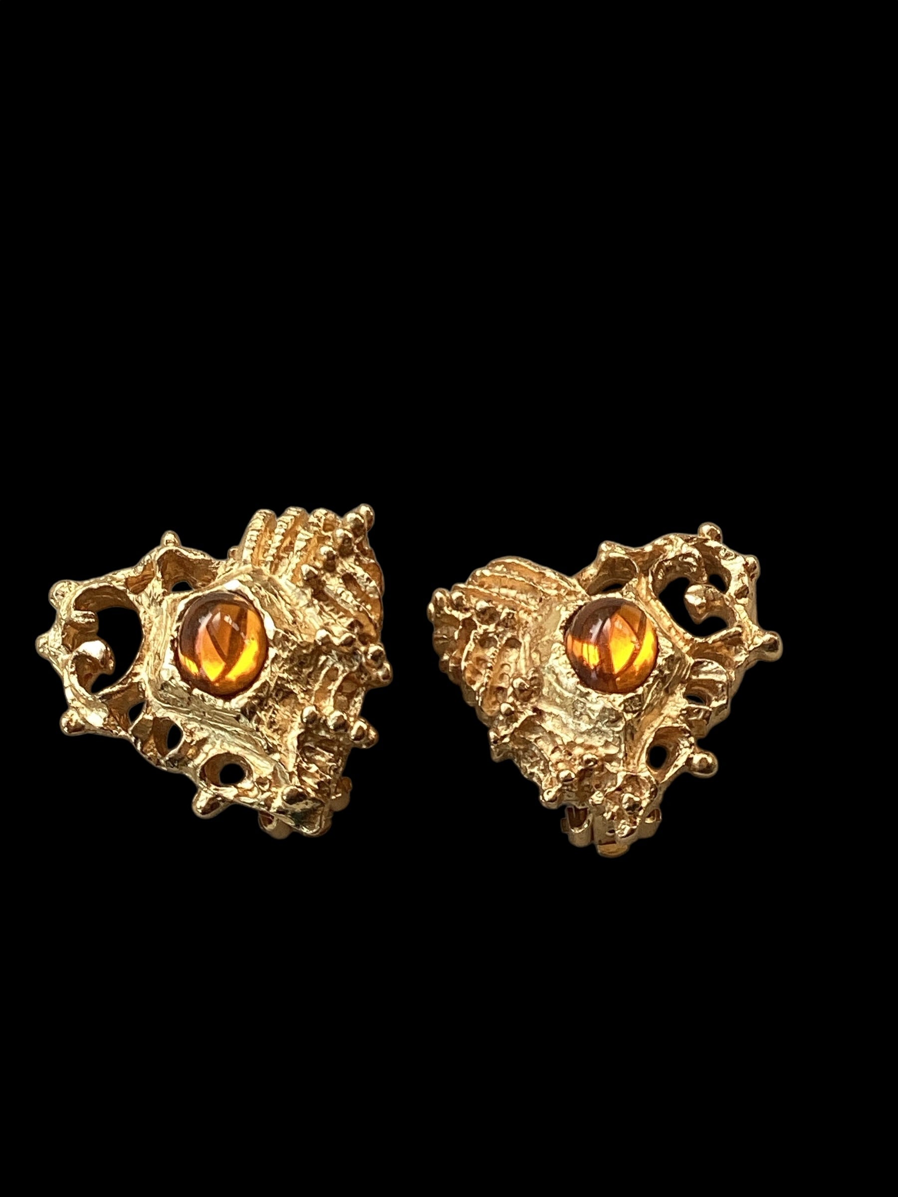 Vintage Christian Lacroix haute couture heart-shaped clip-on earrings Circa 1980’s