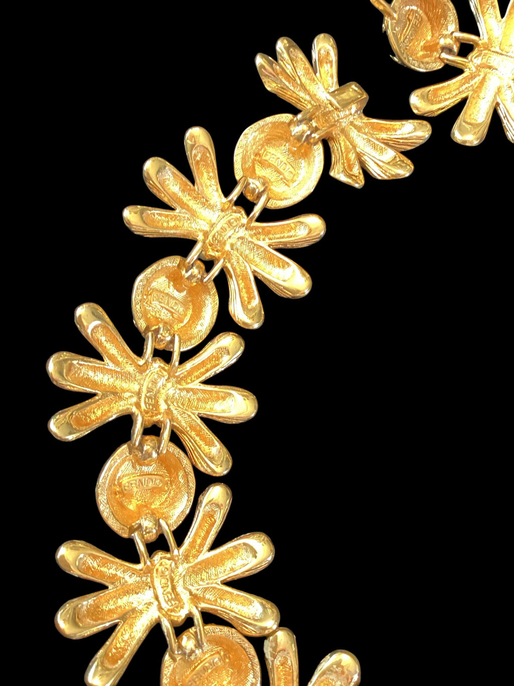 Vintage Fendi Gold-Plated Black Enamel Collar Necklace and Earring Parure