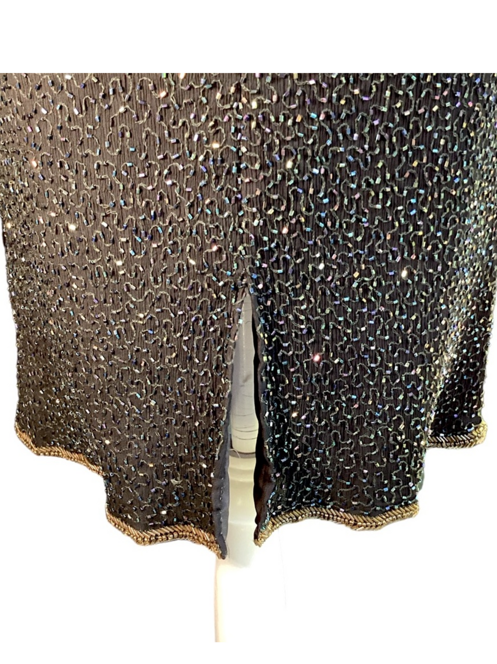 Vintage 1980's Black Silk & Gold Beaded
Cocktail Dress