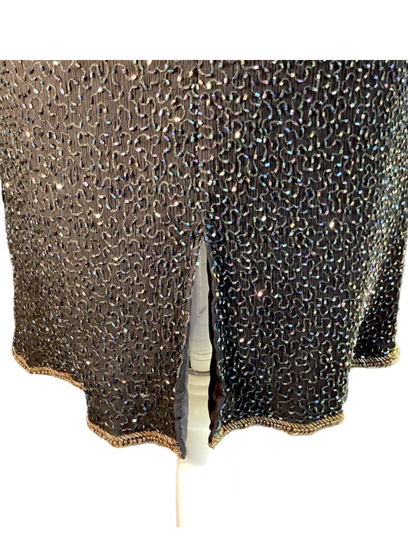 Vintage 1980's Black Silk & Gold Beaded
Cocktail Dress