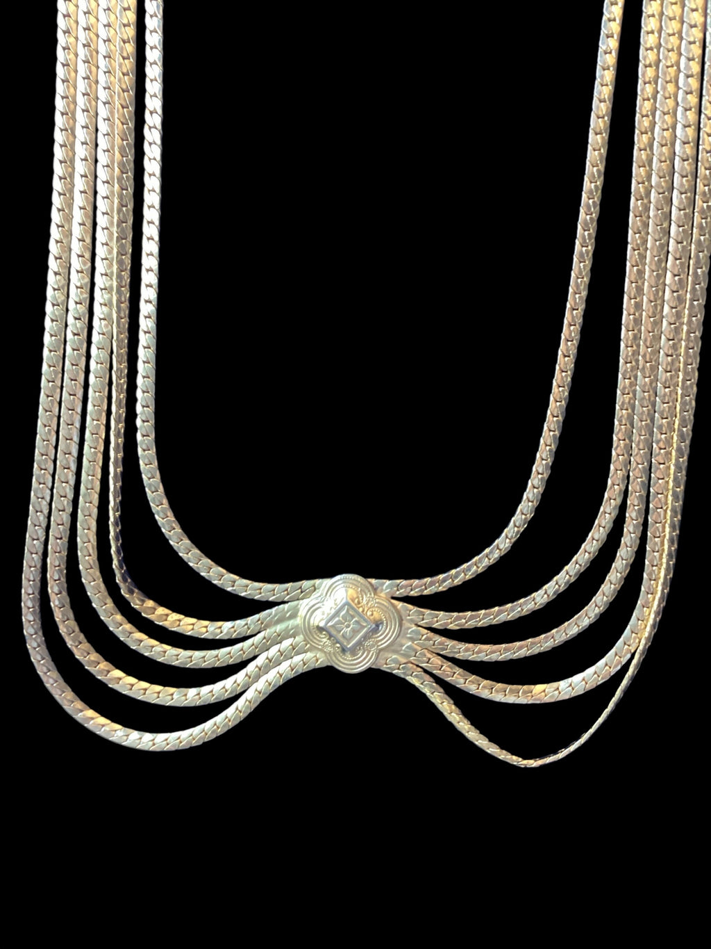 Christian Dior Vintage Five Strands Plum Blossom Swag Chain Long Necklace/Belt