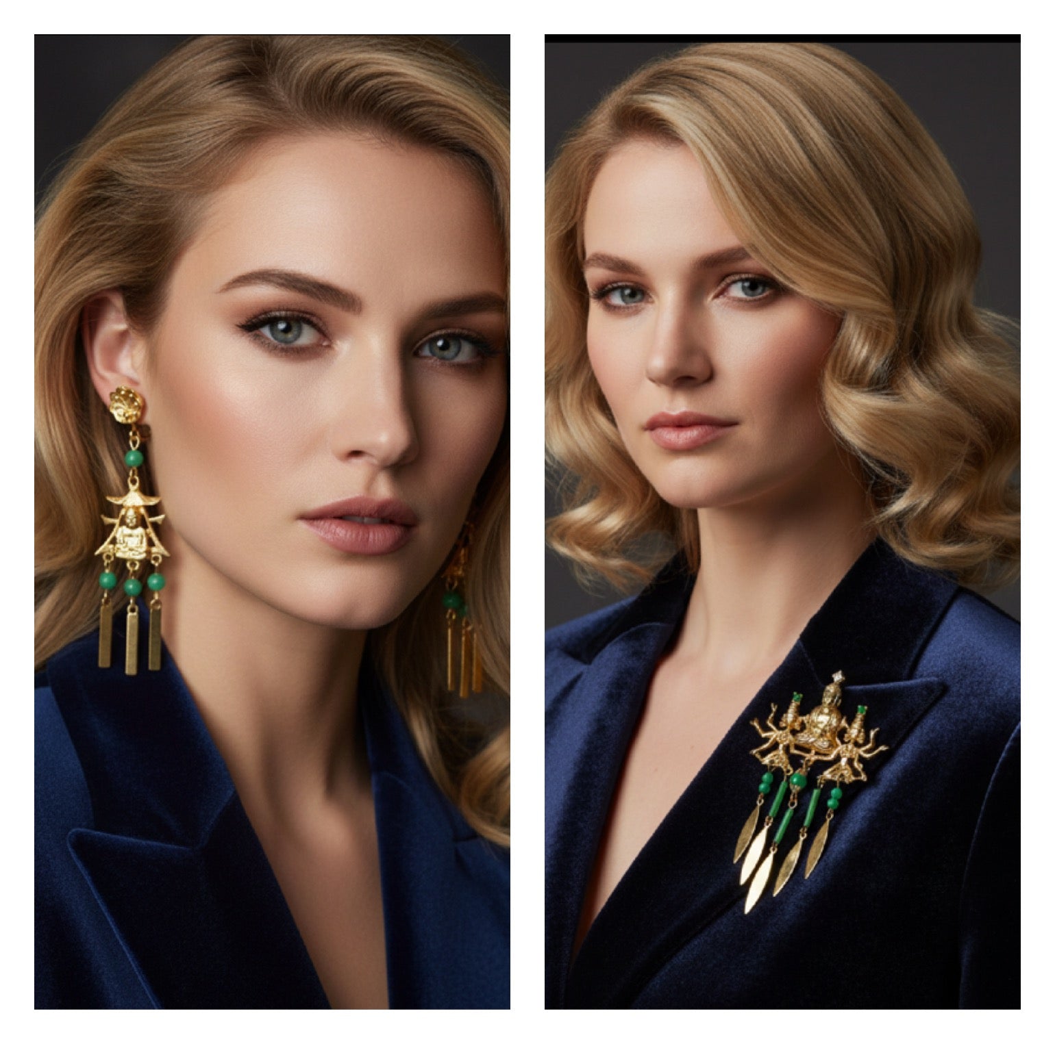 Vintage Arthur Pepper Buddha Brooch & Earring Set