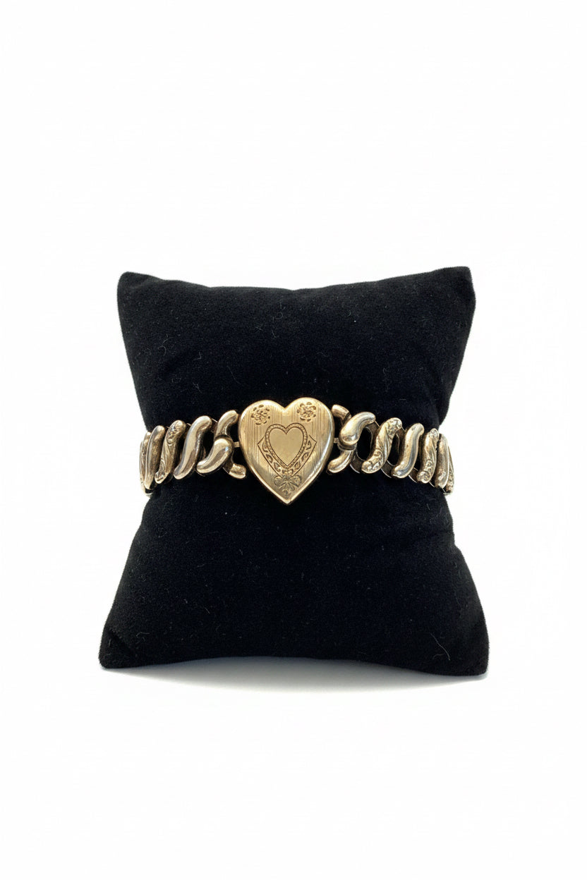 Authentic WW2 American Queen    Pitman & Keeler Sterling Base Gold Filled, Stretch Bracelet