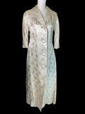 Pristine Vintage 1960s Metallic Silver & Ivory Silk Brocade Floor-Length Opera/Evening Coat