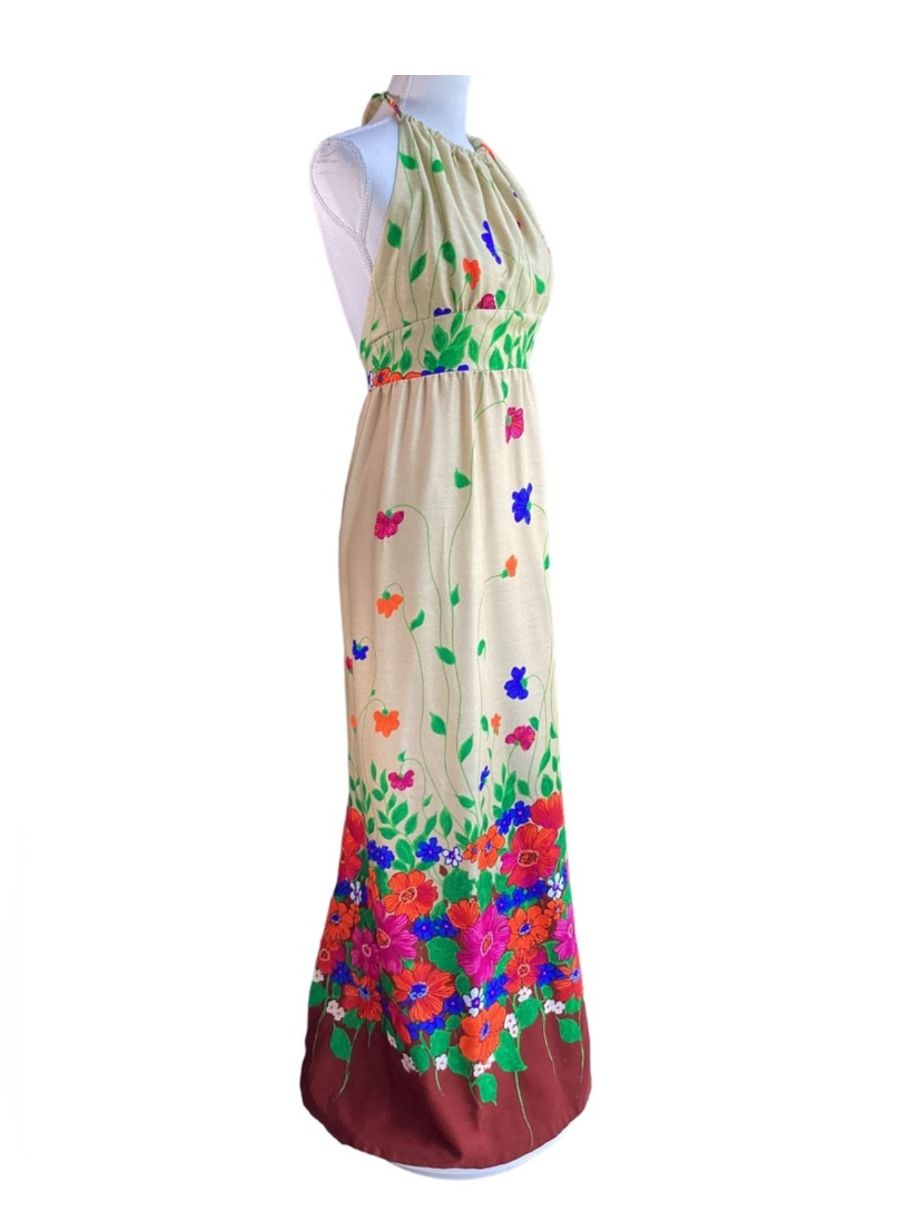 1970's Florescent Floral Maxi Halter
Dress B19