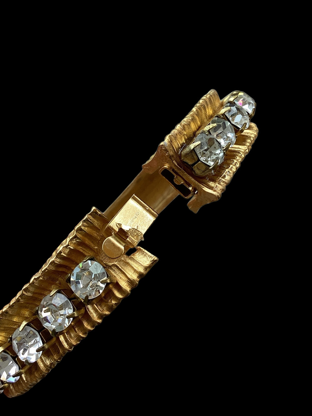 Vintage 1980s Givenchy Matte Gold Crystal Hinged Bangle
Bracelet