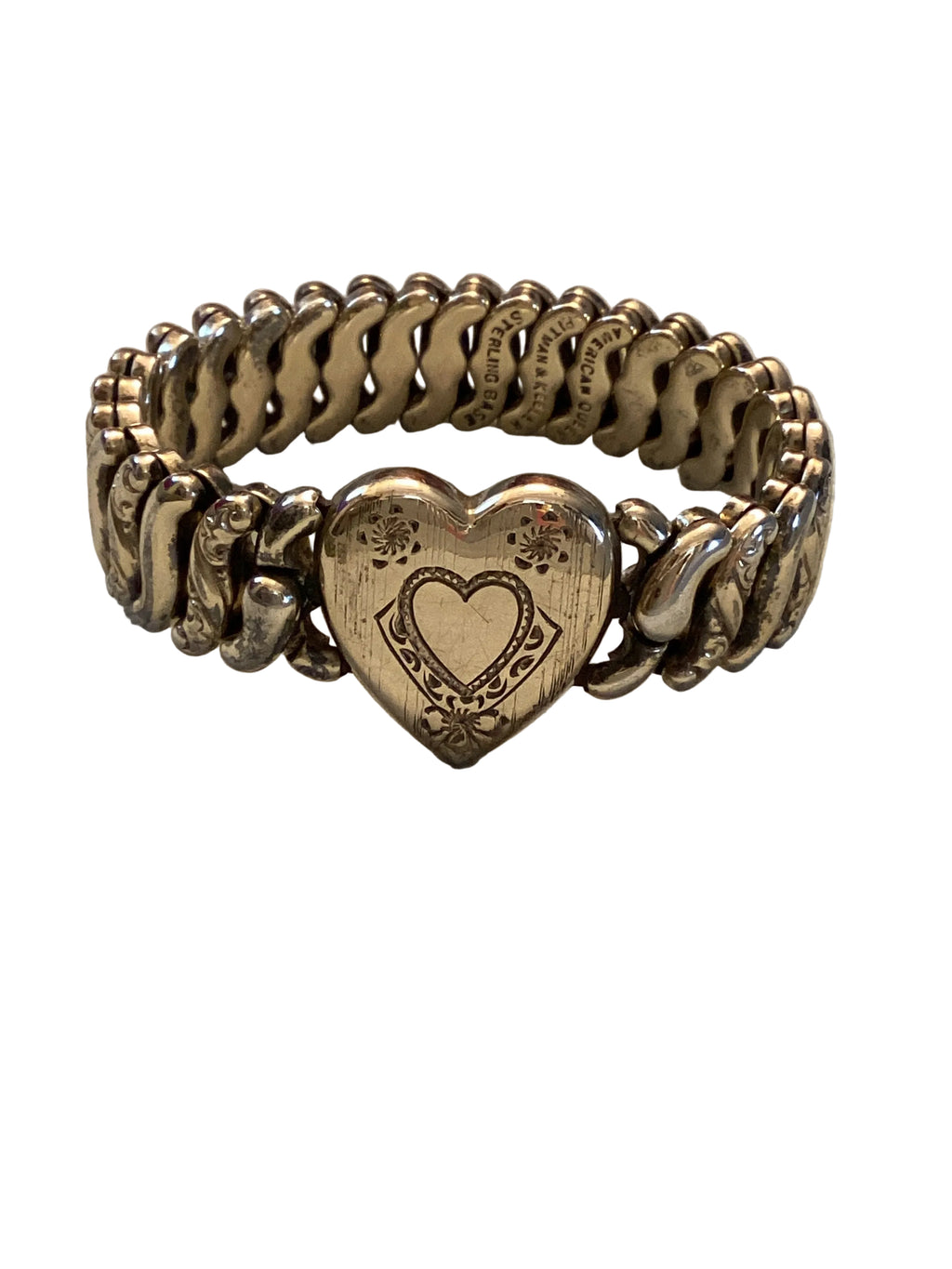 Authentic WW2 American Queen    Pitman & Keeler Sterling Base Gold Filled, Stretch Bracelet