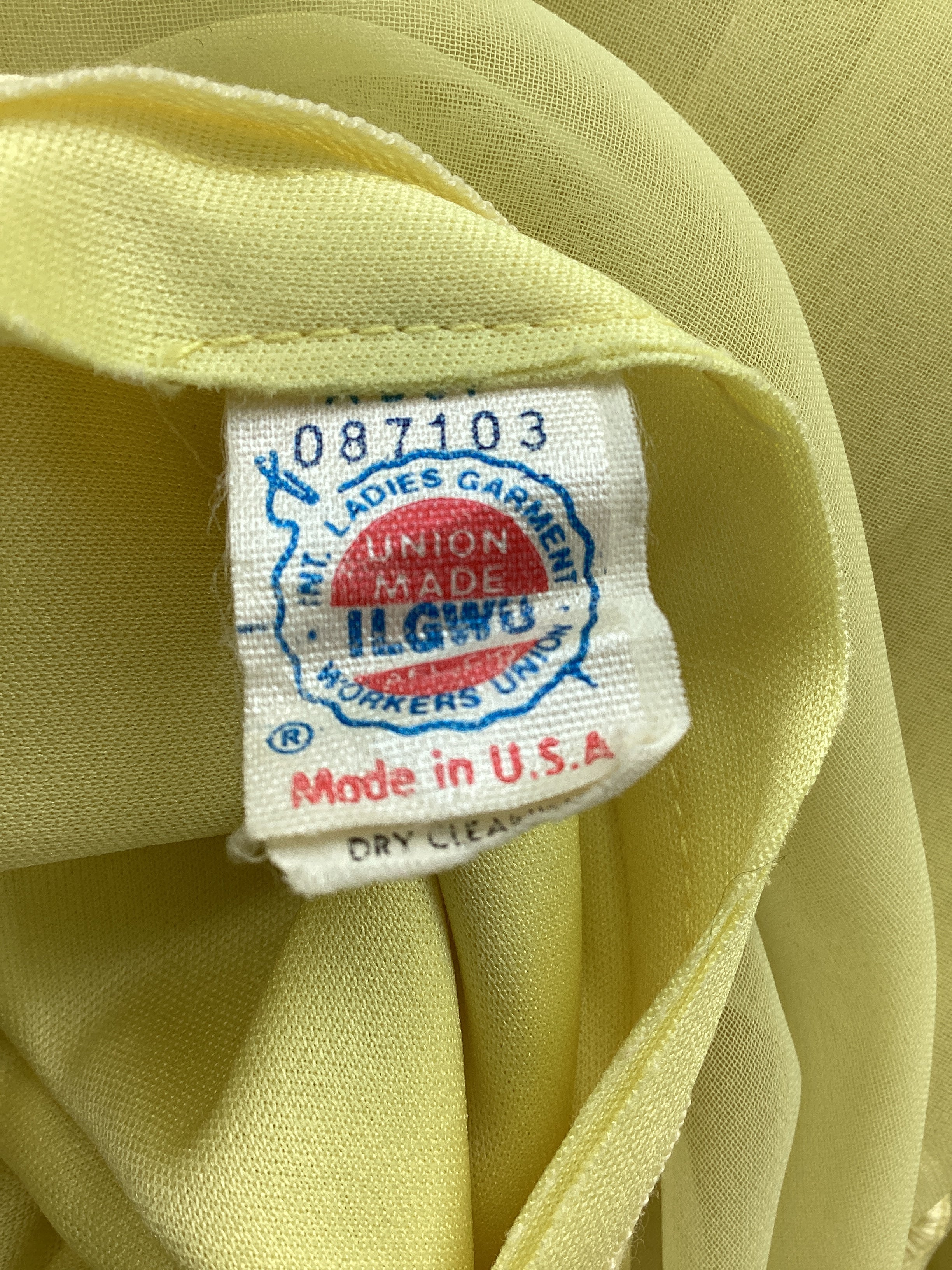 VTG 1970s Lemon Yellow Chiffon Maxi Dress