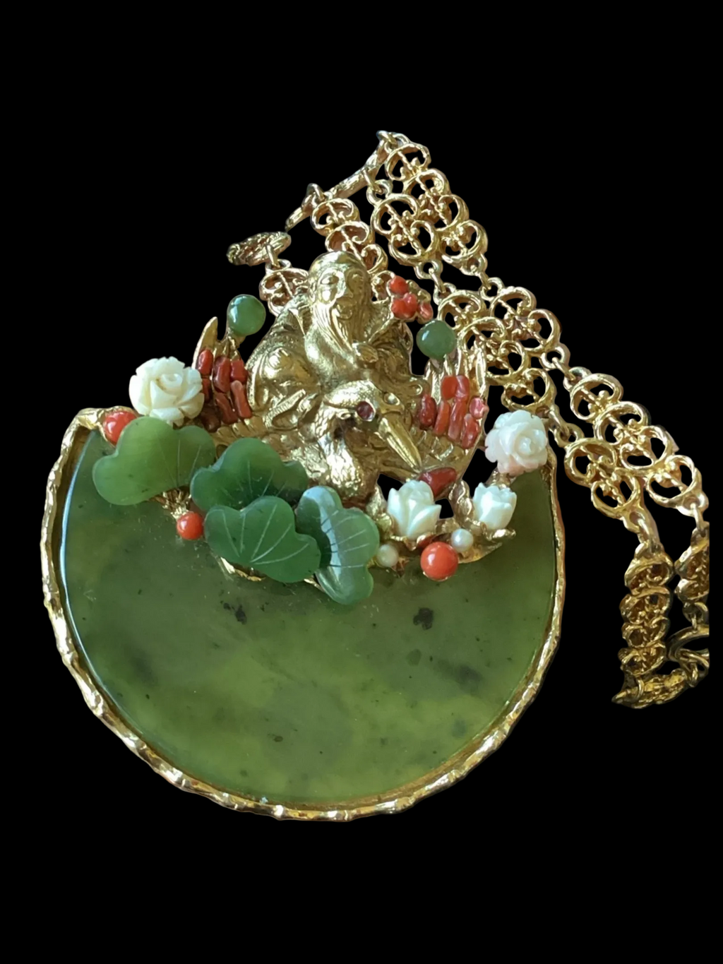 RARE 1960's Swoboda Buddha Jade
Pendant Necklace