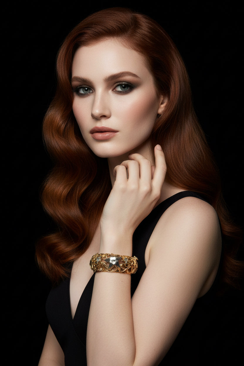 Vintage YSL Yves Saint Laurent Star Cuff Gold Bracelet Rive Gauche 1980s
Runway 160g