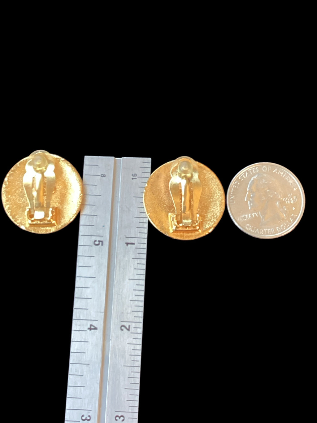 CHANEL Gold CC Medallion Button Earrings