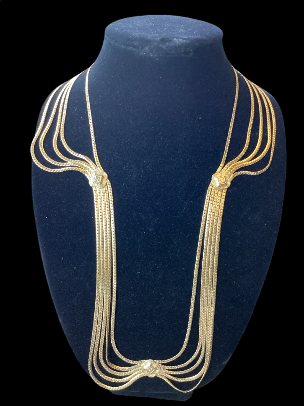Christian Dior Vintage Five Strands Plum Blossom Swag Chain Long Necklace/Belt