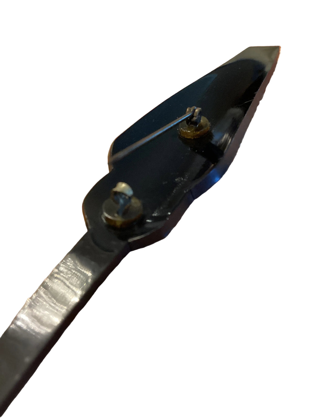 Vintage 1920s Art Deco Black Celluloid Jabot Pin - Elongated Geometric Bar Brooch with Rhinestones