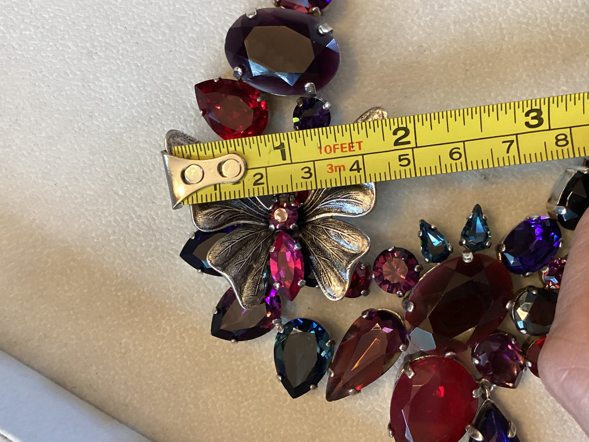 Signed Philippe Ferrandis Paris, Couture Jewel Tone Butterfly Necklace & Earrings Set