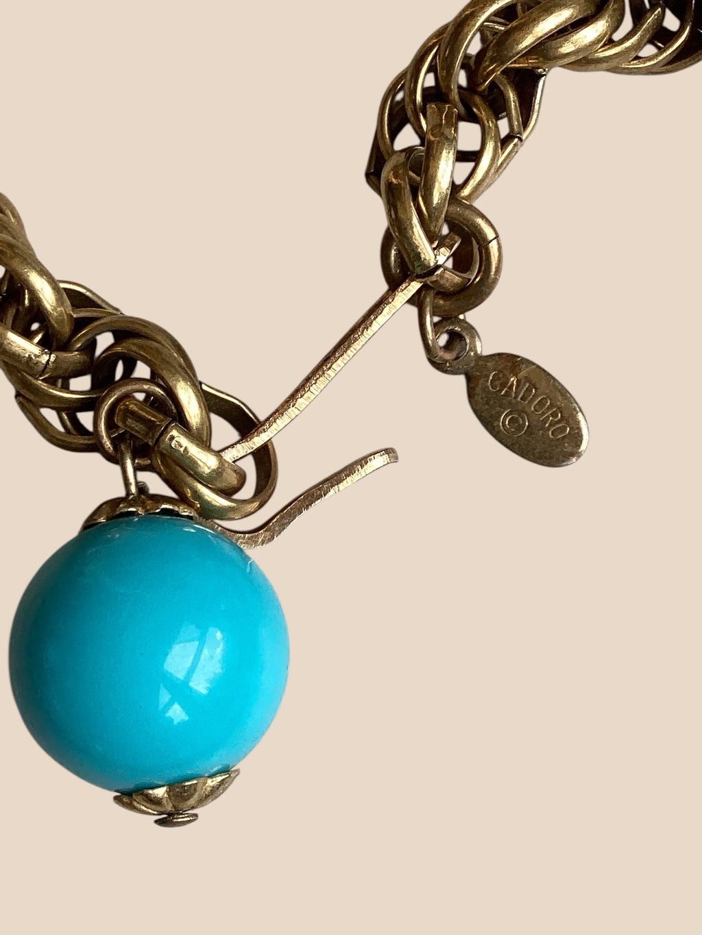 1970 Cadoro Etruscan Revival Turquois Pendant Necklace
