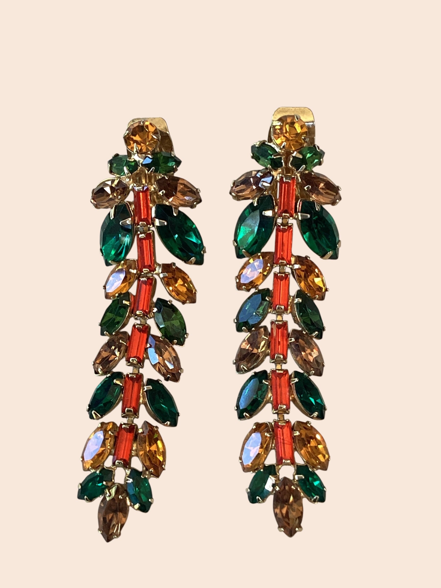 RARE Schreiner NY Emerald, Topaz,Asymmetric Ruffle Necklace,Bracelet,
Earring Demi Parure