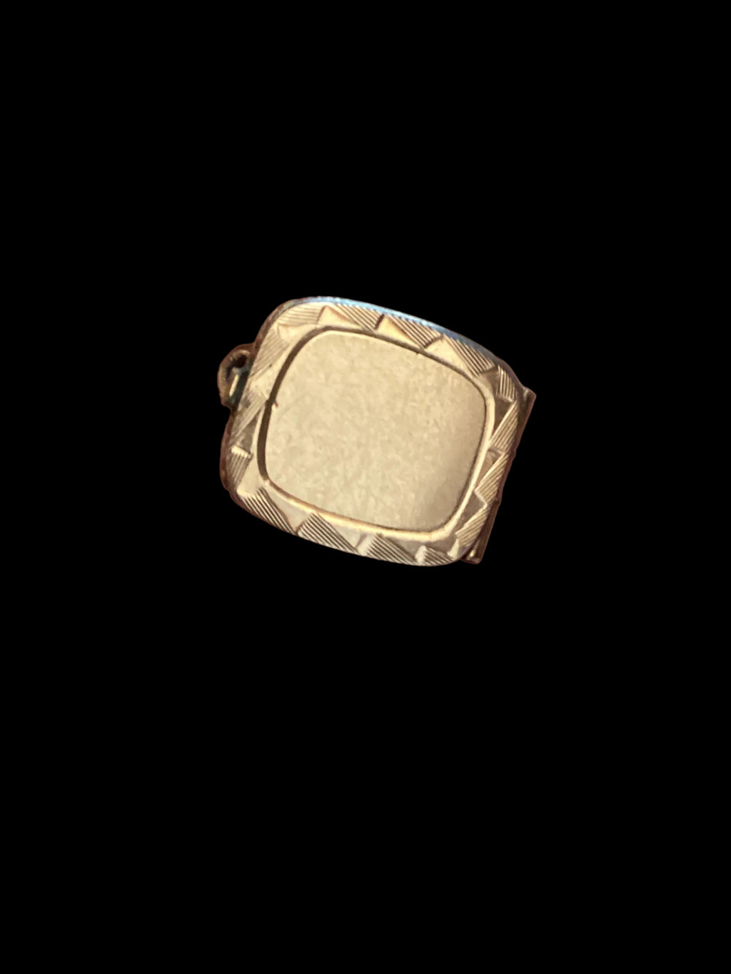 Antique SKM & Co. Gold-Filled Rounded-Square Engraved Locket with Original Celluloid Cover