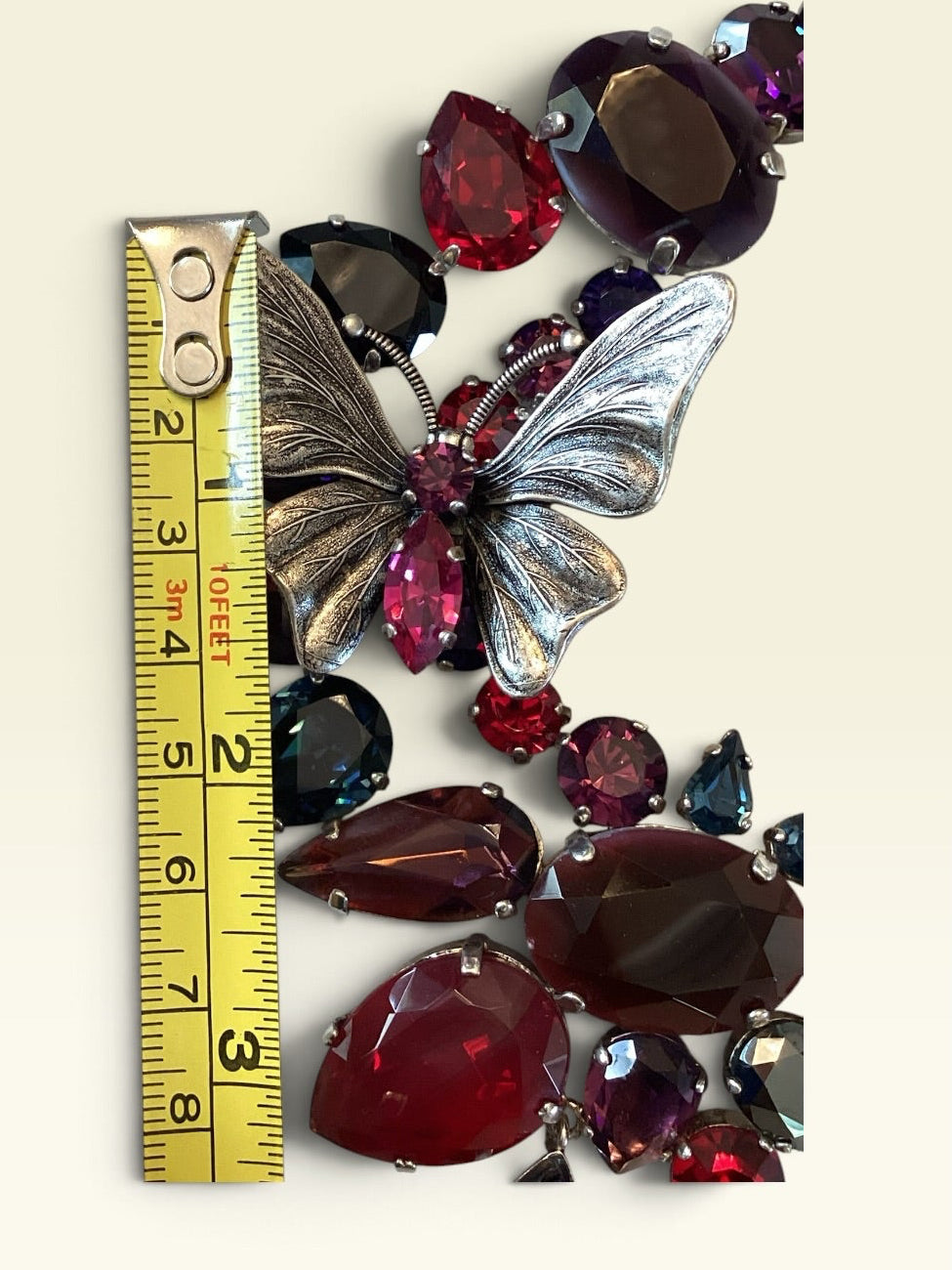 Signed Philippe Ferrandis Paris, Couture Jewel Tone Butterfly Necklace & Earrings Set