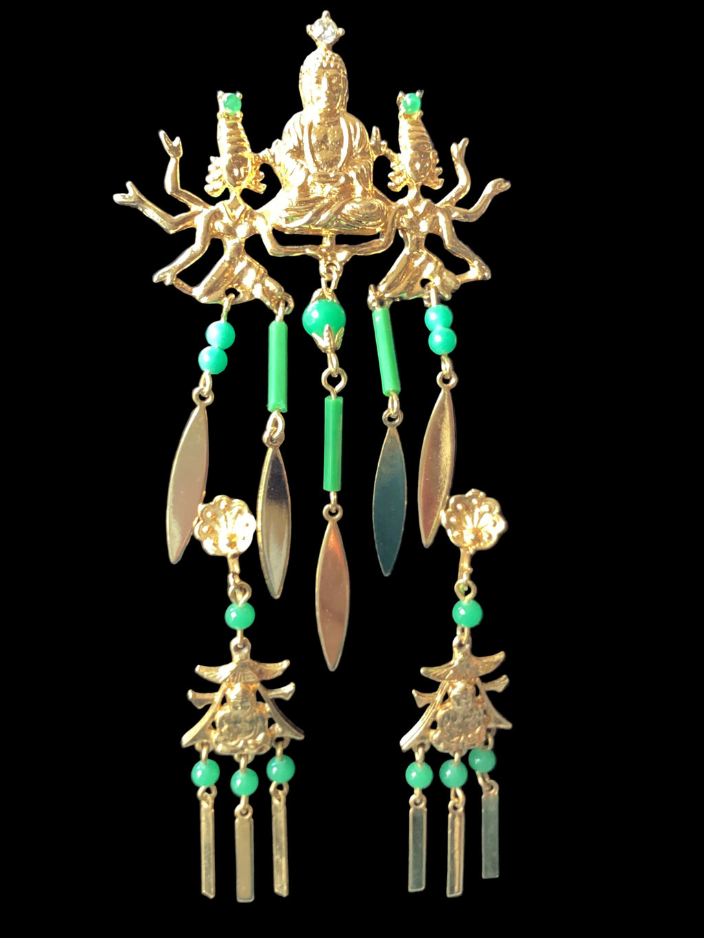 Vintage Arthur Pepper Buddha Brooch & Earring Set