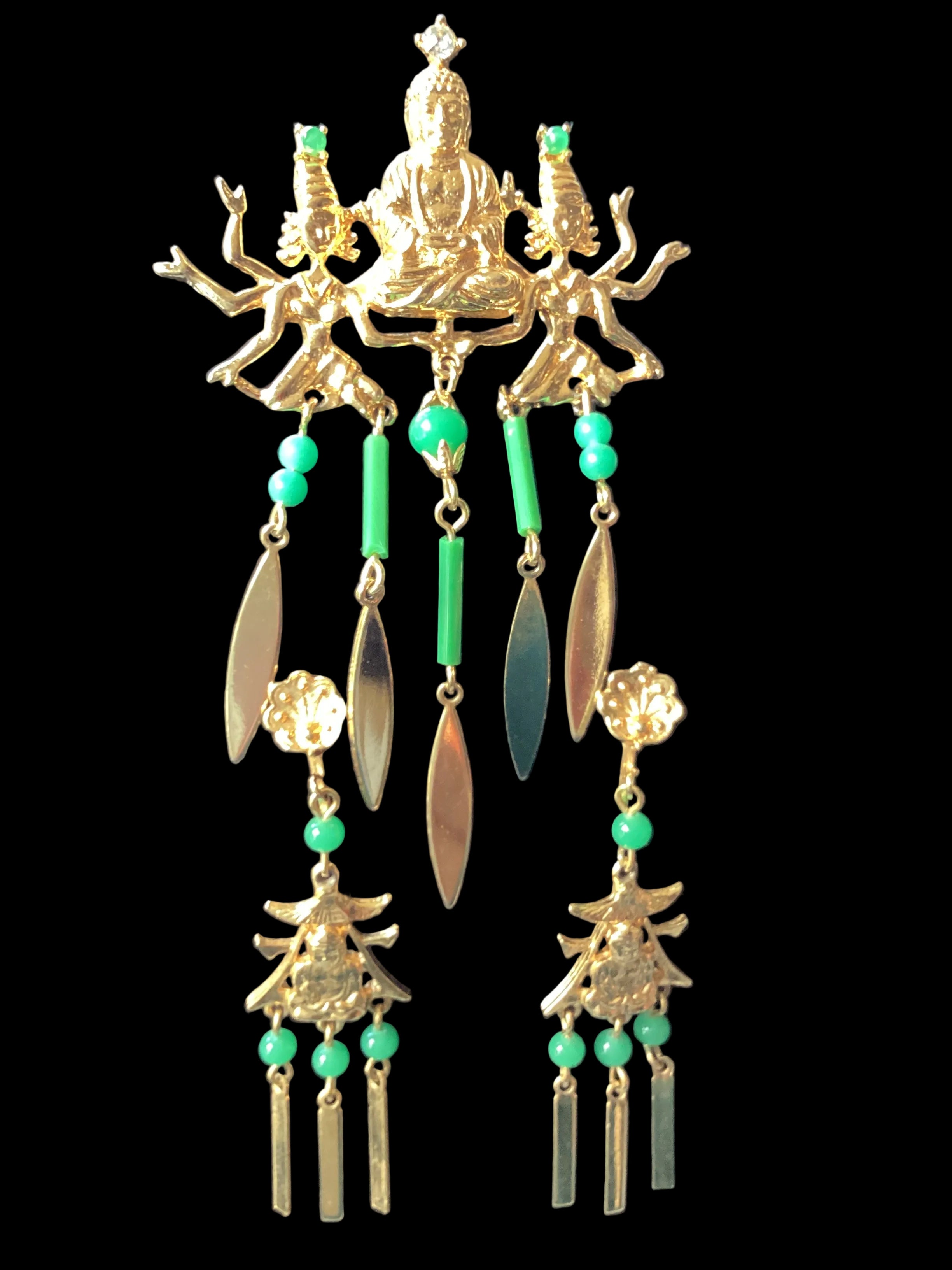 Vintage Arthur Pepper Buddha Brooch & Earring Set