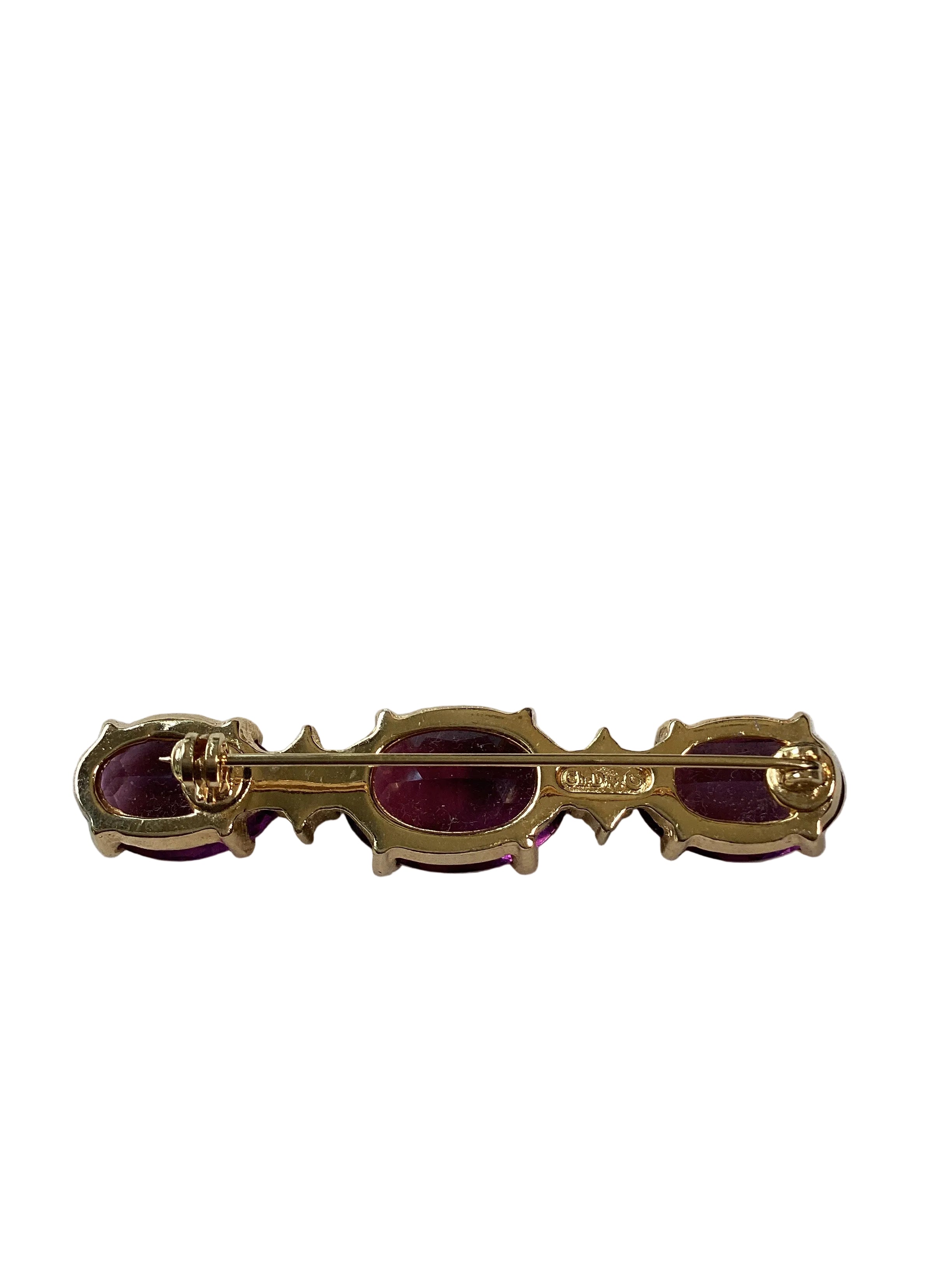 Christian Dior 1980’s Amethyst Bar Brooch