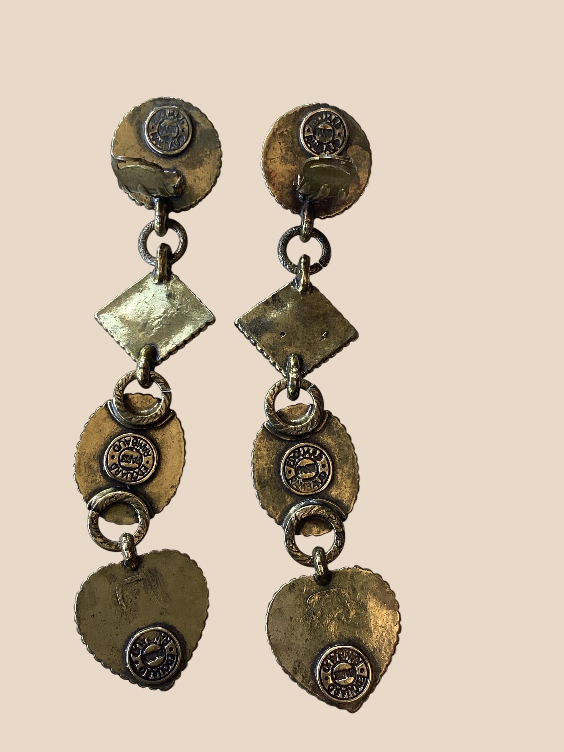 Edouard Rambaud 1980’s Runway Shoulder Duster Earrings