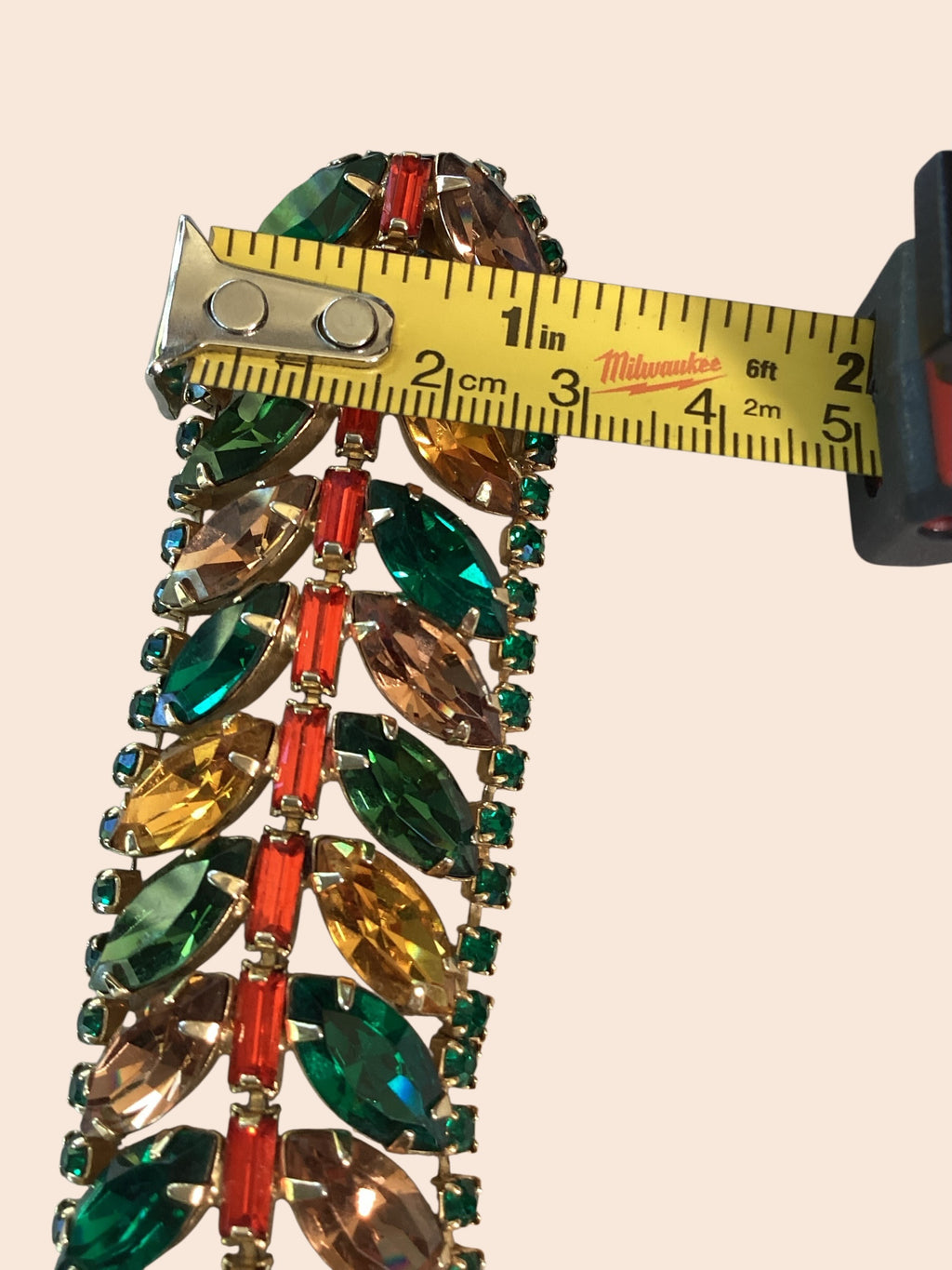 RARE Schreiner NY Emerald, Topaz,Asymmetric Ruffle Necklace,Bracelet,
Earring Demi Parure