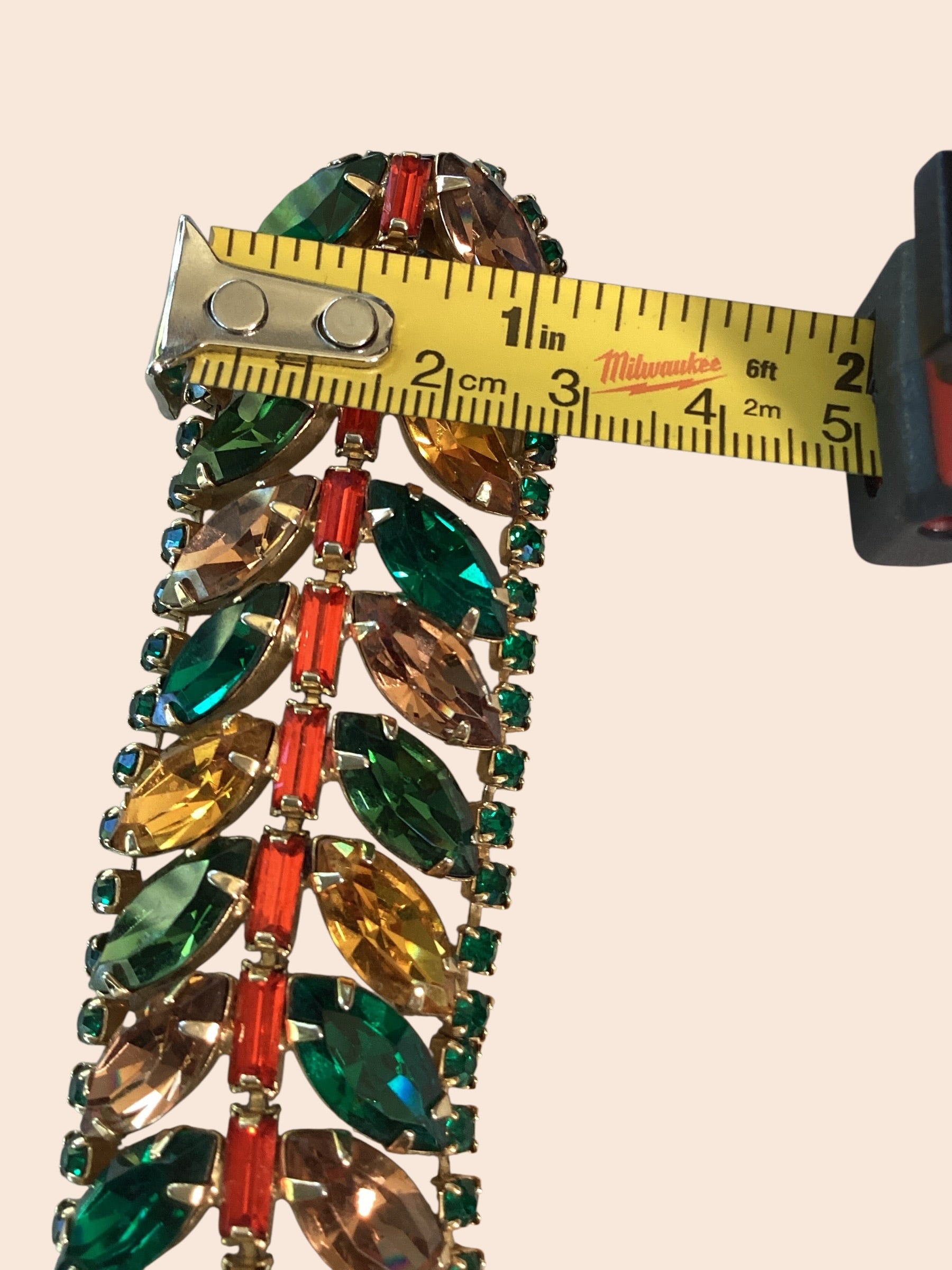 RARE Schreiner NY Emerald, Topaz,Asymmetric Ruffle Necklace,Bracelet,
Earring Demi Parure